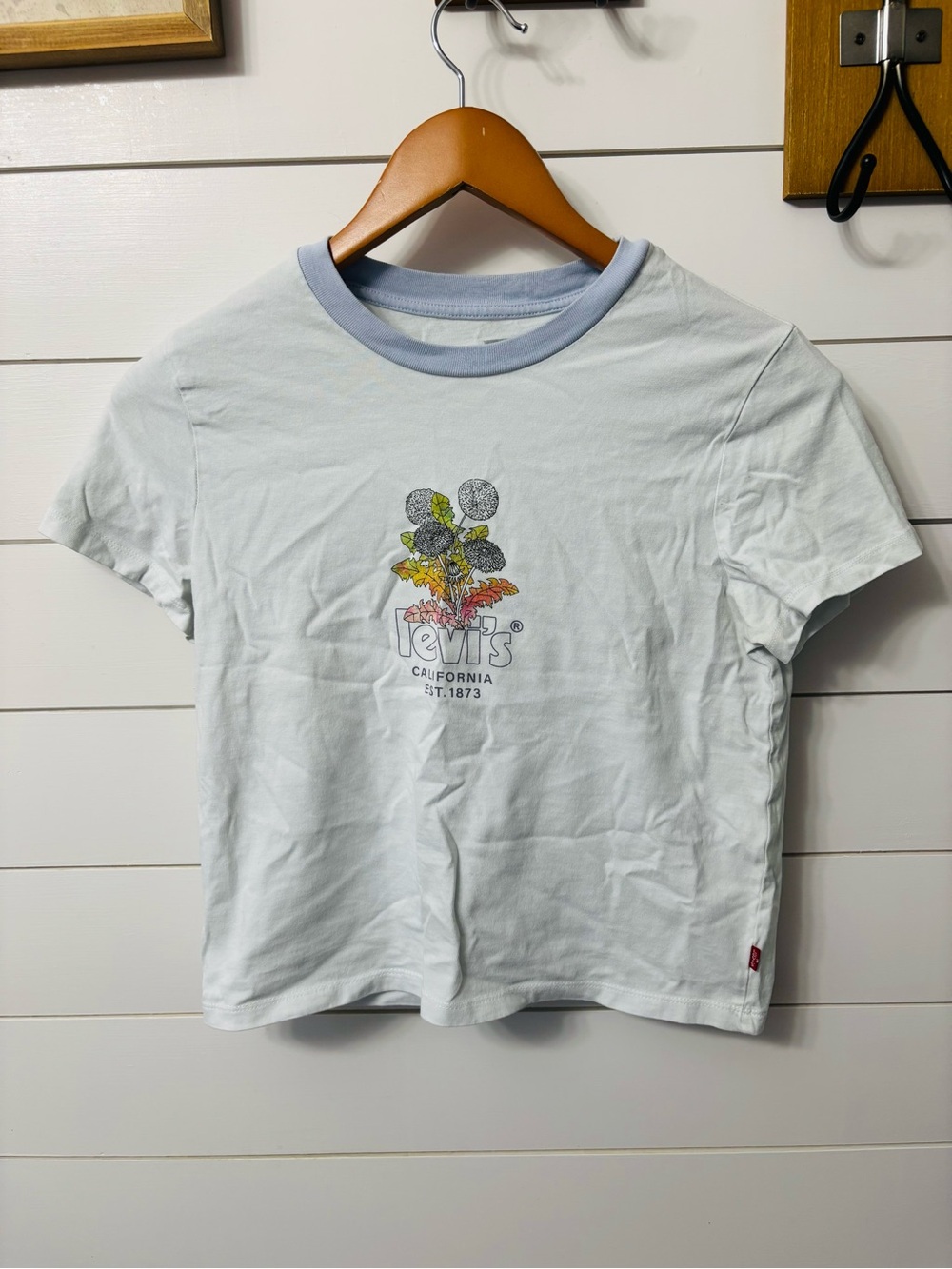 Levi's Light Blue Ringer Tee with Floral Graphic